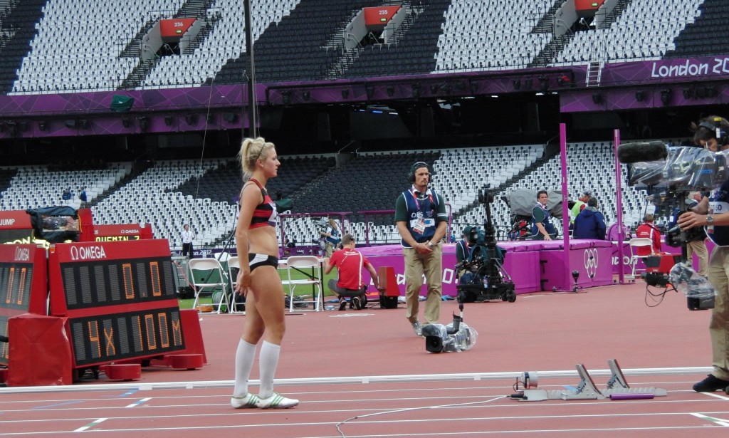 Jess on Olympic Stdium track