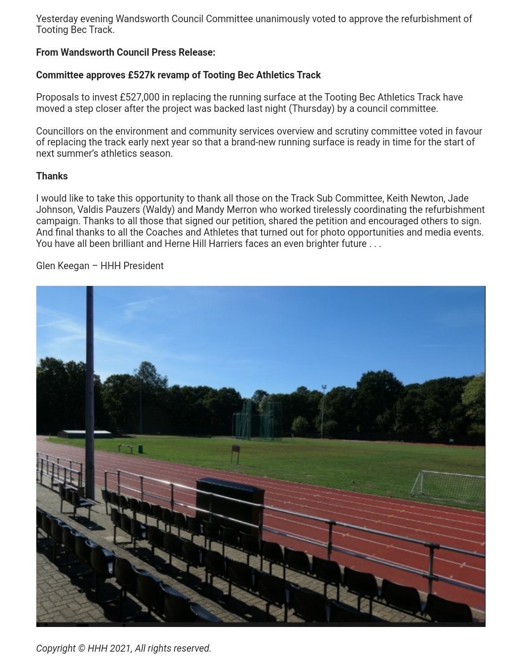 Tooting Bec Athletics Track – We did it!!